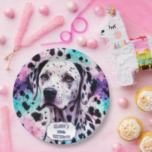 Dalmatisk Hund Rosa Lila Turquise Birthday