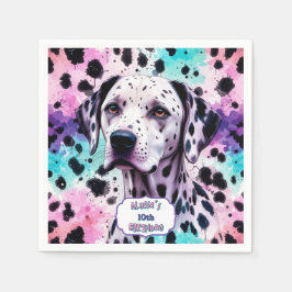 Dalmatisk Hund Rosa Lila Turquise Birthday Pappersservett