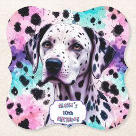 Dalmatisk Hund Rosa Lila Turquise Birthday Underlägg Papper