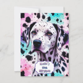 Dalmatisk Hund Rosa Lila Turquise Birthday Vykort