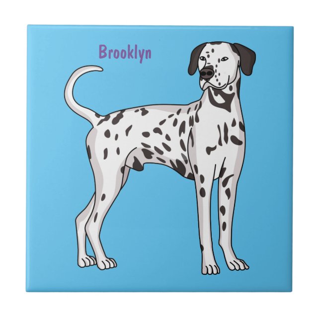 Dalmatisk hund tecknad kakelplatta (Framsidan)