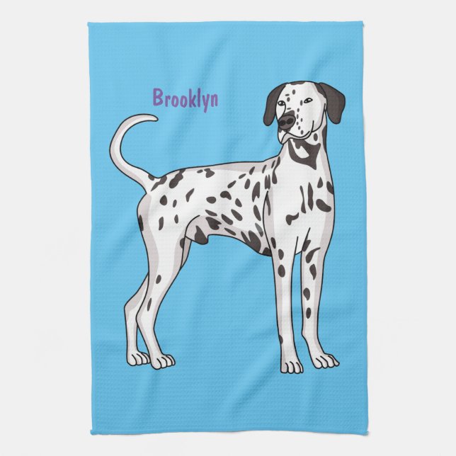 Dalmatisk hund tecknad kökshandduk (Vertikal)