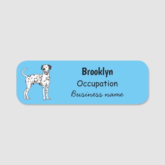 Dalmatisk hund tecknad namnbricka (Framsida)