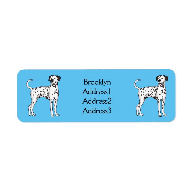Dalmatisk hund tecknad returadress etikett (Framsidan)