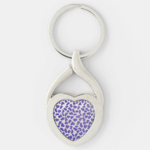 Dalmatisk Lila och vit utskrift Twisted Heart Silverfärgad Nyckelring