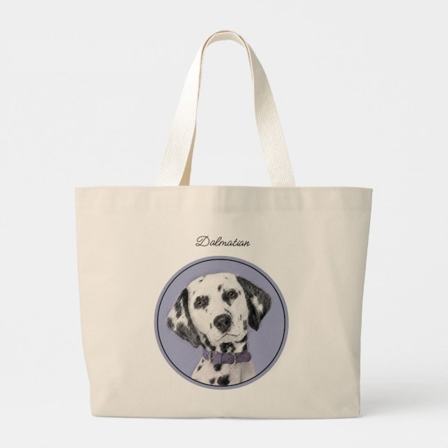 Dalmatisk målarfärg fläckad cute Original Hund Art Jumbo Tygkasse (Baksida)