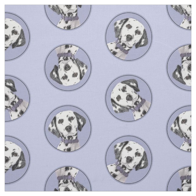 Dalmatisk målarfärg fläckad cute Original Hund Art Tyg (Provkarta)