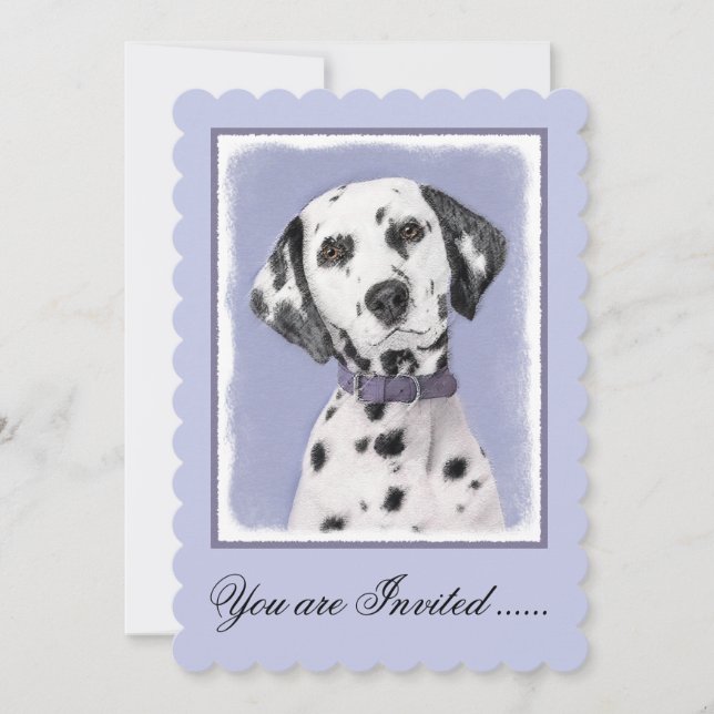 Dalmatisk målning - Cute Original Hund Art Inbjudningar (Framsida)