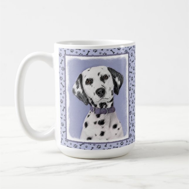 Dalmatisk målning - Cute Original Hund Art Kaffemugg (Vänster)