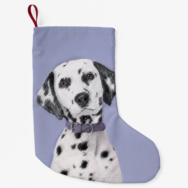 Dalmatisk målning - Cute Original Hund Art Liten Julstrumpa (Framsidan)