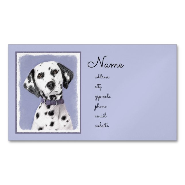 Dalmatisk målning - Cute Original Hund Art Magnetiska Visitkort (Framsida)