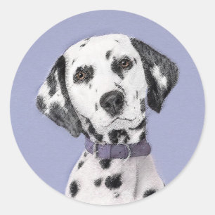 Dalmatisk målning - Cute Original Hund Art Runt Klistermärke