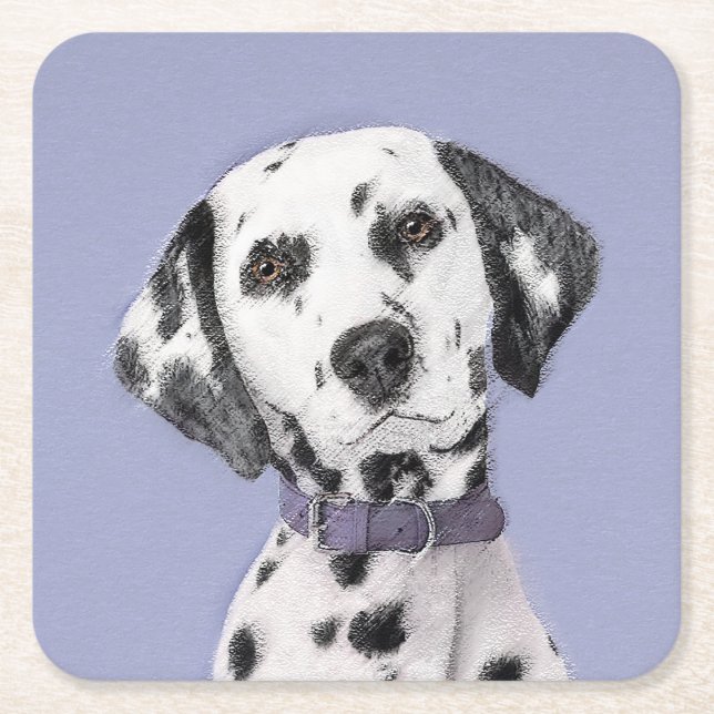 Dalmatisk målning - Cute Original Hund Art Square Underlägg Papper Kvadrat (Framsidan)