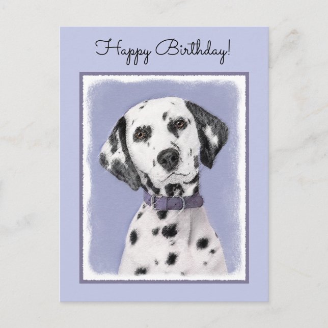 Dalmatisk målning - Cute Original Hund Art Vykort (Framsida)