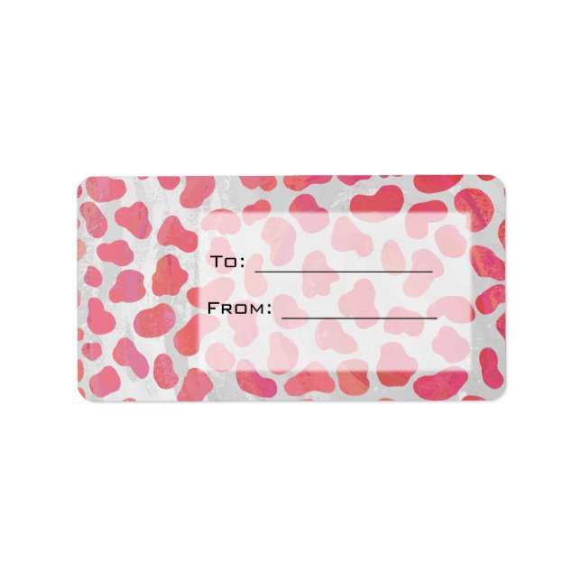 Dalmatisk Rosa och vit med Monogram Adressetikett (Framsidan)