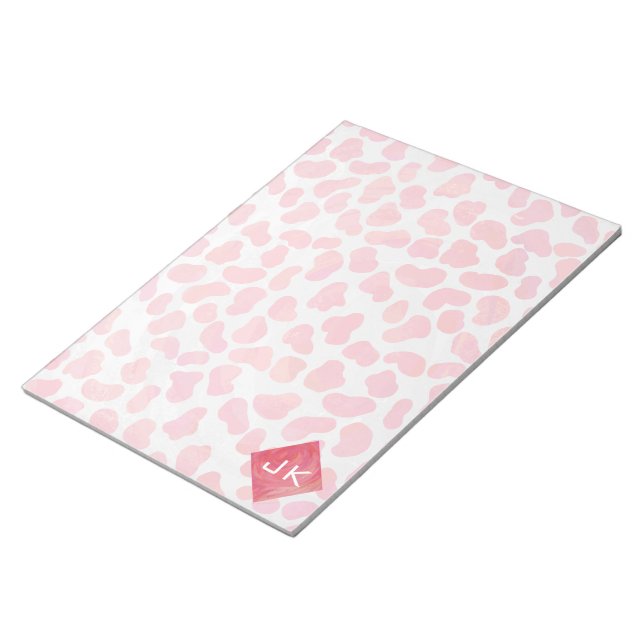 Dalmatisk Rosa och vit med Monogram Anteckningsblock (Vinklad)