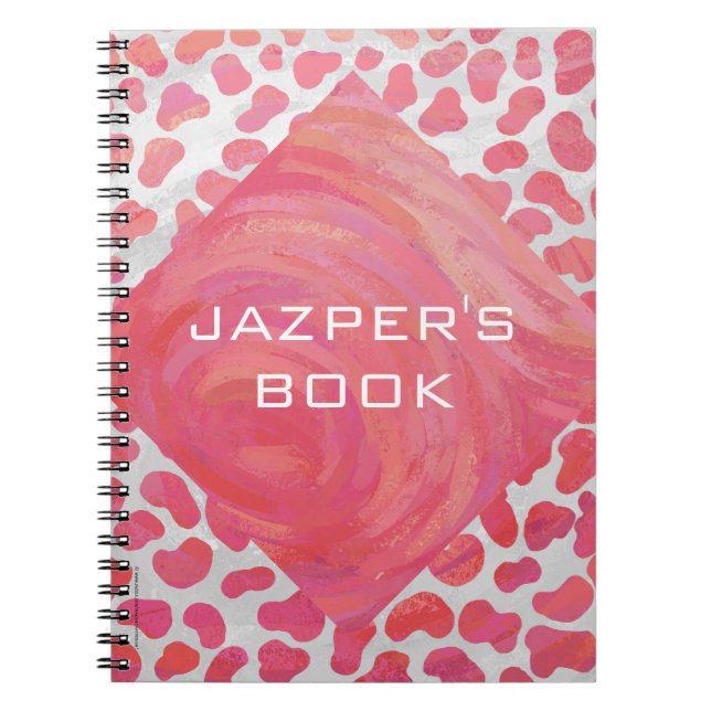 Dalmatisk Rosa och vit med Monogram Anteckningsbok (Framsidan)