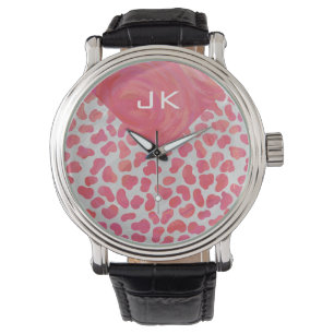 Dalmatisk Rosa och vit med Monogram Armbandsur