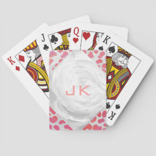Dalmatisk Rosa och vit med Monogram Casinokort