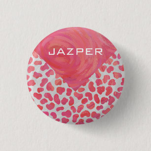 Dalmatisk Rosa och vit med Monogram Knapp