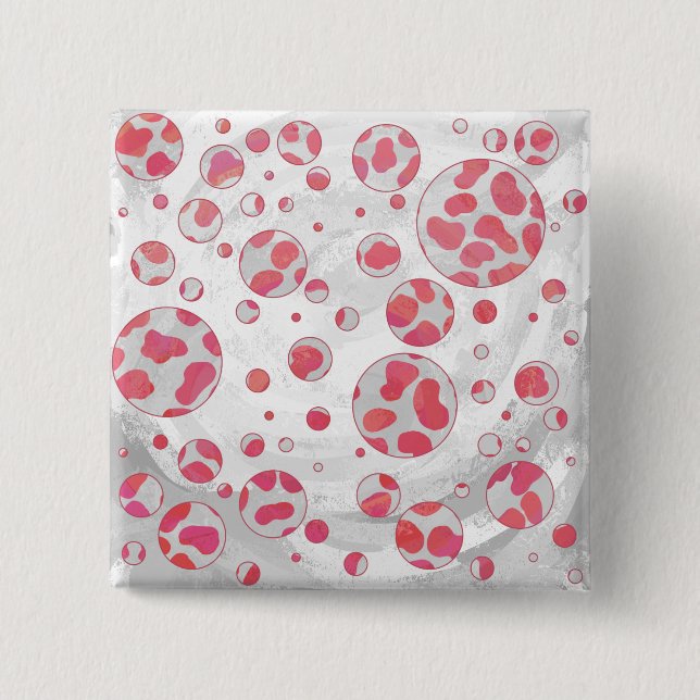Dalmatisk Rosa och vit med Monogram Knapp (Framsida)