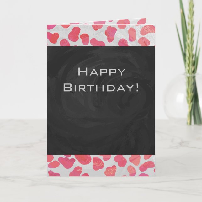 Dalmatisk Rosa och vit med Monogram Kort (Framsida)