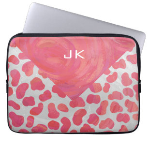 Dalmatisk Rosa och vit med Monogram Laptop Sleeve