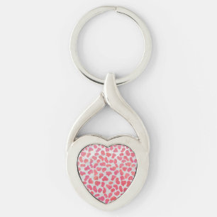Dalmatisk Rosa och vit utskrift Twisted Heart Silverfärgad Nyckelring