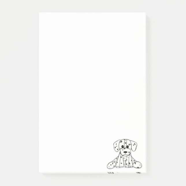 Dalmatisk stoppad hund ritning kontur enkel svart post-it block (Framsida)
