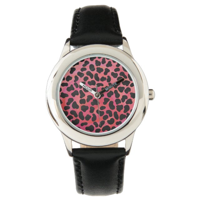 Dalmatisk svart och röd utskrift armbandsur (Framsida)