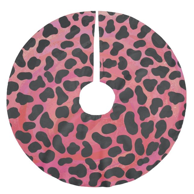 Dalmatisk svart och röd utskrift julgransmatta borstad polyester (Framsidan)