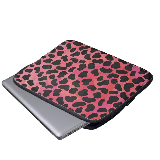 Dalmatisk svart och röd utskrift laptop fodral (Framre botten)