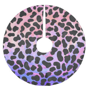 Dalmatisk svart och Rosa Skriv ut Julgransmatta Borstad Polyester