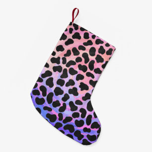 Dalmatisk svart och Rosa Skriv ut Liten Julstrumpa