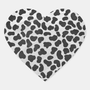 Dalmatisk svart och vit utskrift hjärtformat klistermärke