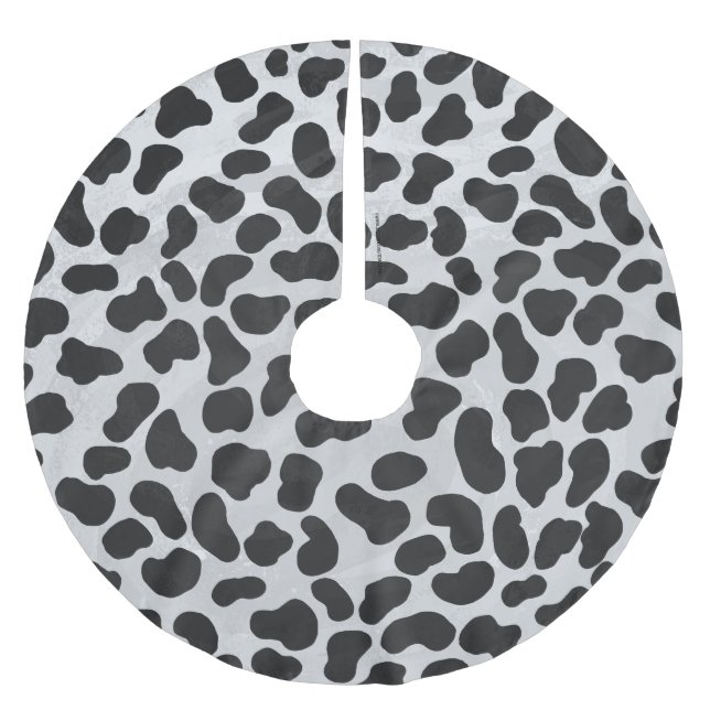 Dalmatisk svart och vit utskrift julgransmatta borstad polyester (Framsidan)