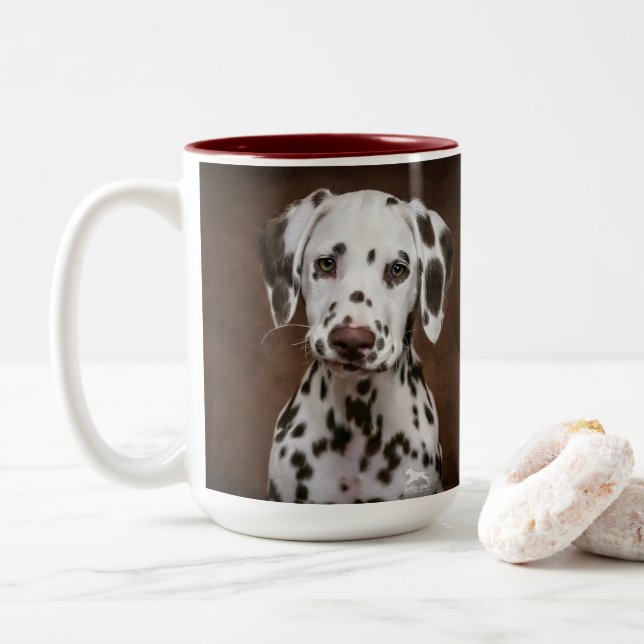 Dalmatisk valp Två-Tonad mugg (Med munk)