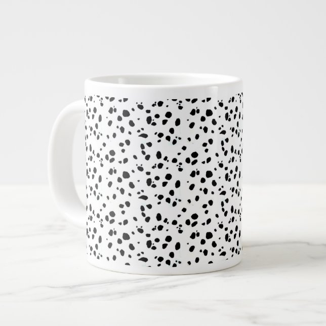 Dalmatiska fläckar Skriv ut Mönster Black and Whit Jumbo Mugg (Framsida vänster)