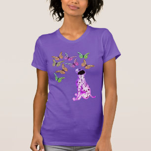 Dalmatiska hundvalpar och färgade fjärilar t shirt