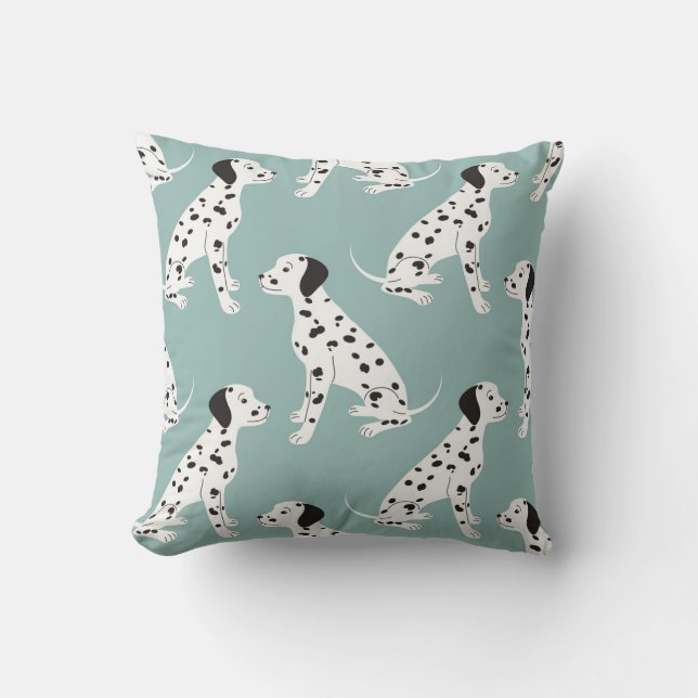 Dalmatiska prickar, blå sömlös mönster. kudde (Framsida)