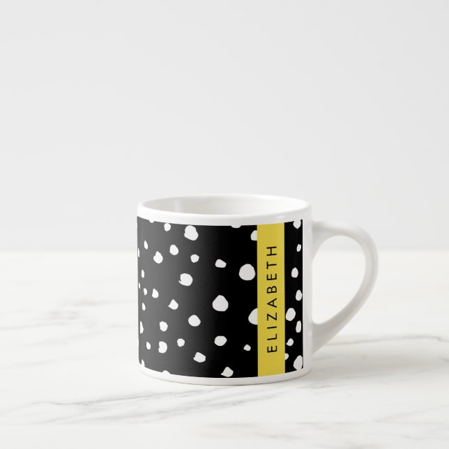 Dalmatiska prickar, prickar, svart och vitt, ditt  espressomugg (Höger)