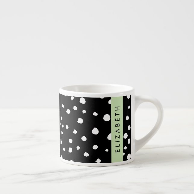 Dalmatiska prickar, prickar, svart och vitt, ditt  espressomugg (Höger)