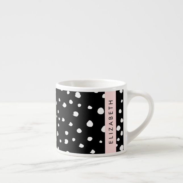 Dalmatiska prickar, prickar, svart och vitt, ditt  espressomugg (Höger)