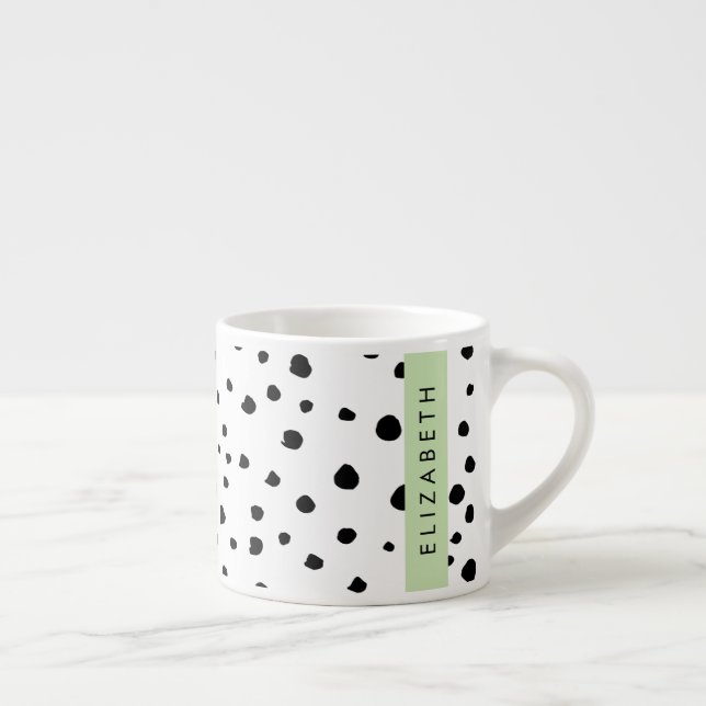 Dalmatiska prickar, prickar, svart och vitt, ditt  espressomugg (Höger)
