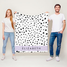 Dalmatiska prickar, prickar, svart och vitt, ditt fleecefilt