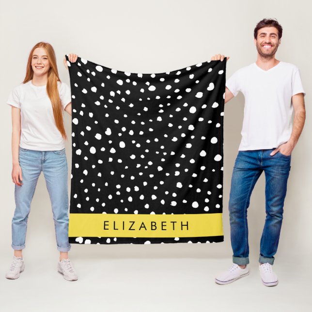 Dalmatiska prickar, prickar, svart och vitt, ditt  fleecefilt (På plats)