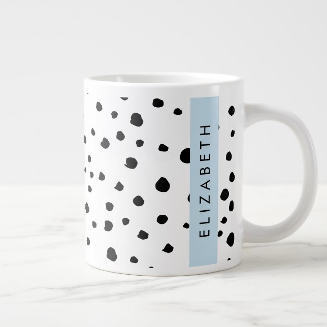 Dalmatiska prickar, prickar, svart och vitt, ditt  jumbo mugg (Höger)