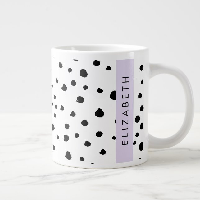 Dalmatiska prickar, prickar, svart och vitt, ditt  jumbo mugg (Höger)