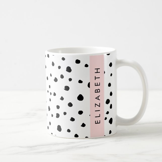 Dalmatiska prickar, prickar, svart och vitt, ditt  kaffemugg (Höger)