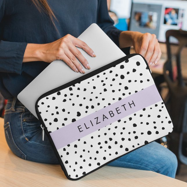 Dalmatiska prickar, prickar, svart och vitt, ditt  laptop fodral (Skapare uppladdad)